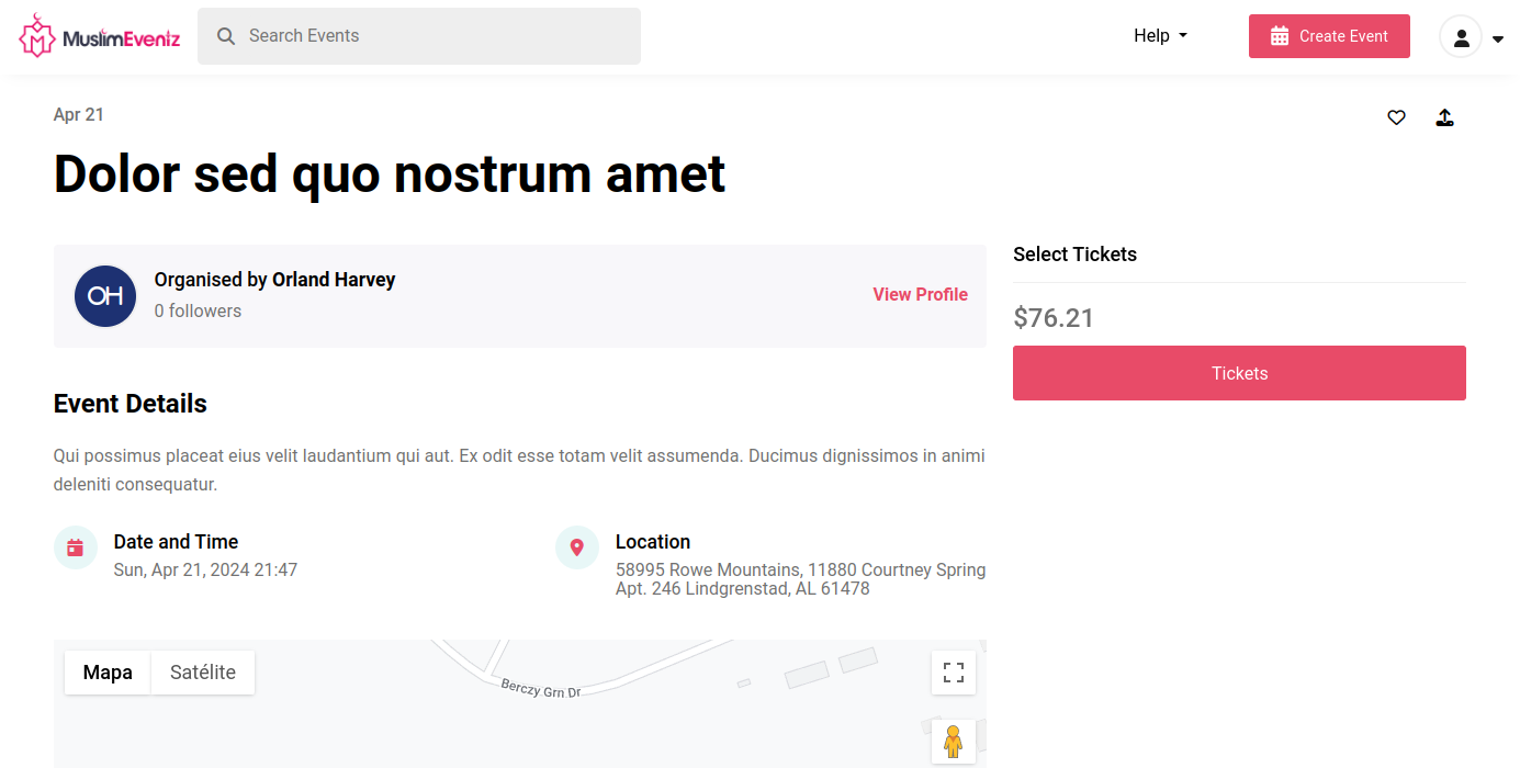 Detalle del evento — entradas