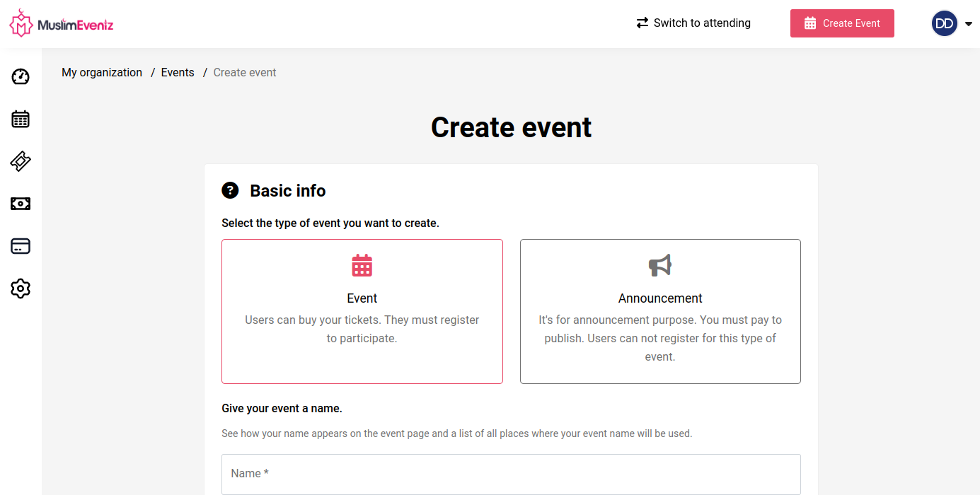 Crear evento